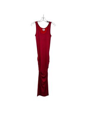 SKiVYS Maxi Bodycon Tank Dress Ruched Faded Red Womens Size Small